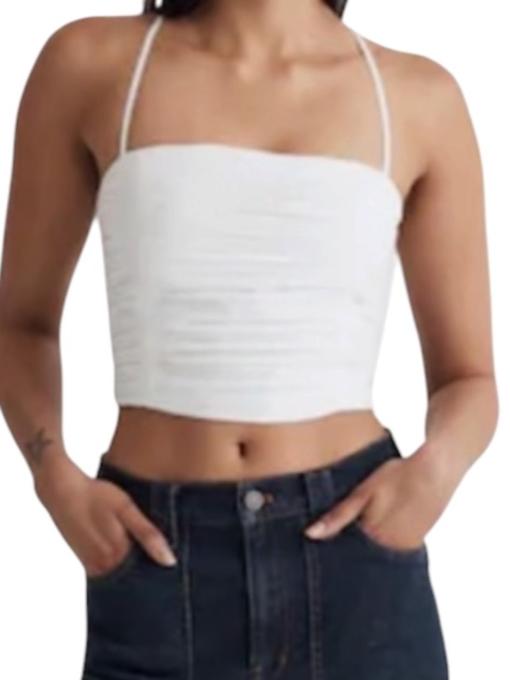 Madewell Poplin Crop Tube Top Size 12 Color White Style #NL058